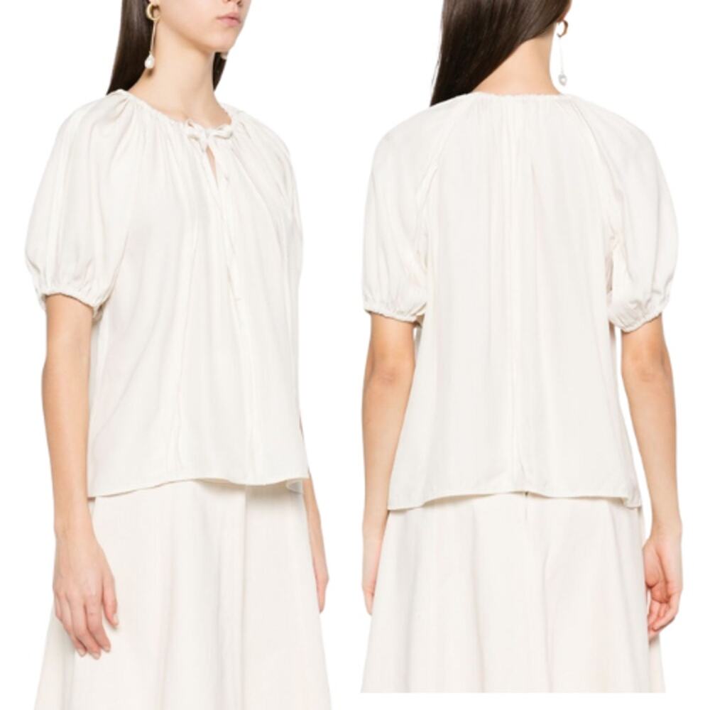 NEW ULLA JOHNSON Marcelena Short Puff Sleeves Top Light Beige Size: 0